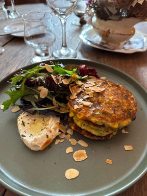 Zucchini & Corn Fritters
labneh, beetroot relish, mixed leaves, toasted almonds, tomato and kaffir oil (v) at Avalon Restaurant & Cocktail Bar in Katoomba