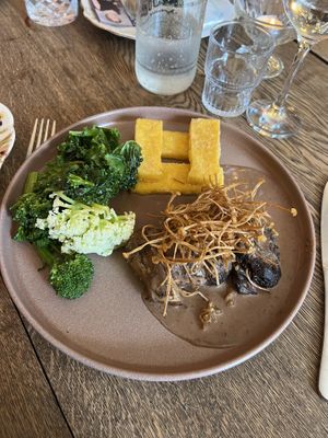 Heaps of creative vegan options on the menu like this lions mane mushroom dish! Highly recommend 🦁🍄‍🟫  at Avalon Restaurant & Cocktail Bar in Katoomba