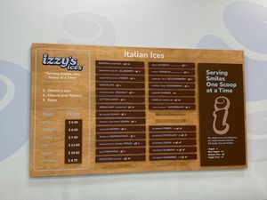 Menu at Izzy's Ices in Santa Cruz