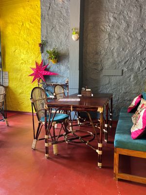 Bright interior at Soul Bistro in Varkala