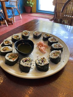 Vegan sushi   at Soul Bistro in Varkala