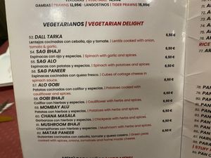 Menú   at Maharaja in Granada