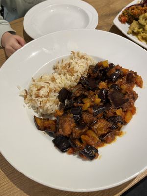 Eggplant and tomato ‘shakshuka’ with rice!😄amazing   at Meryems in Kempten