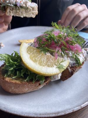 “Caviar” toast with tofu. 10/10!  at Palma Stasjonskafe in Sarpsborg