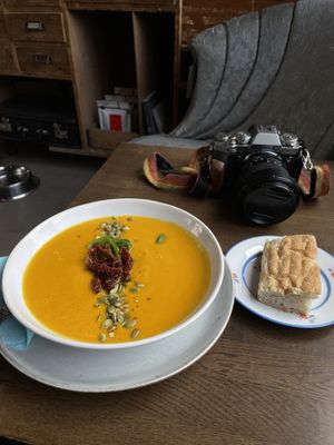 carrot soup (139 kr)  at Palma Stasjonskafe in Sarpsborg