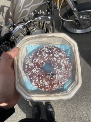 chocolat coconut donut for the way  at Palma Stasjonskafe in Sarpsborg