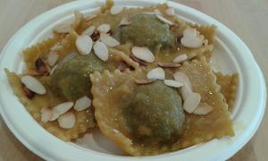 almond ravioli at La Vegana in Ferrara
