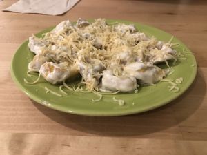 Pasta with vegan cream   at La Vegana in Ferrara