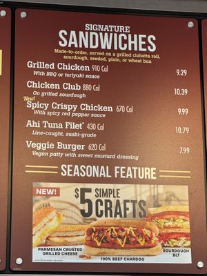 Sandwich Menu  at The Habit Burger Grill  in El Segundo