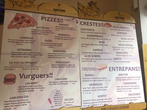 Menu written in Catalan  at Santoni - When food is the solution in Barcelona