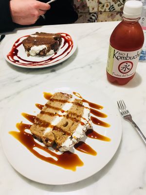 Delicious cake. Not as sweet as British cake. 7/10 at Santoni - When food is the solution in Barcelona