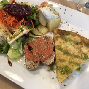 The tortilla menu! This is the standard potato tortilla. Amazingly good. at Santoni - When food is the solution in Barcelona