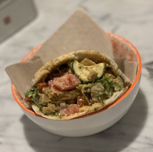 Shwarma - great flavor and texture, sauce reminded me of a peanut sauce.  at Santoni - When food is the solution in Barcelona