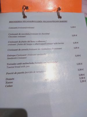Menu at Santoni - When food is the solution in Barcelona