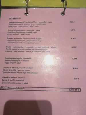 Menu at Santoni - When food is the solution in Barcelona
