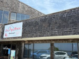 exterior including the restaurant sign at The Dog House in Bodega Bay