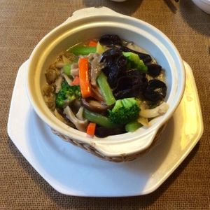 a testy veggie dish with dofu at Qing Shui Lian Hua - The Lotus on the Water in Chengdu