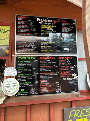 Menu  at The Peg House in Leggett