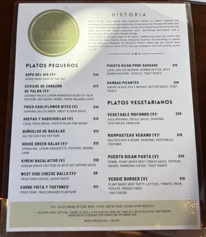 menu!  at El Plaza Vieques in Vieques
