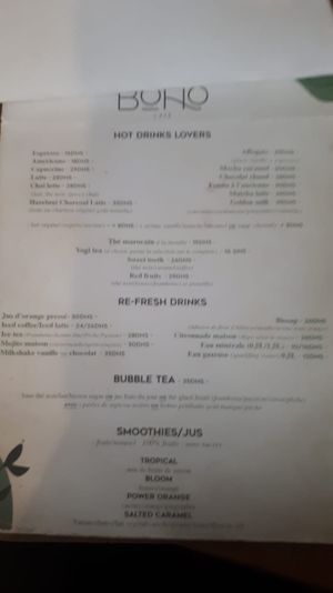Menu at Boho Café   in Rabat