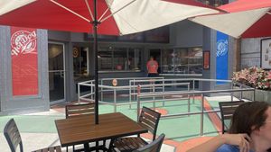 Ordering and seating area  at Universal Studios - Hot Dog Hall of Fame in Orlando