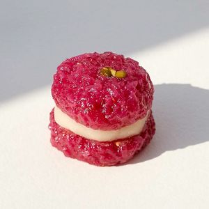 Ohagi Burger, raspberry flavor. at Chashitsu Time in Osaka