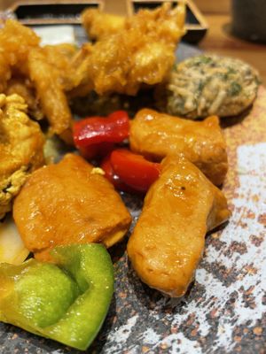 Vegan mock meat on a coconut stick   at Tara Chay in Hanoi