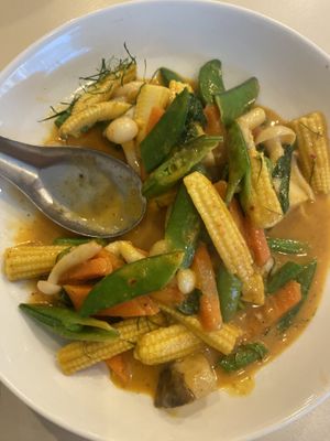 Pandang with vegetables   at Lucky Restaurant  in Surat Thani