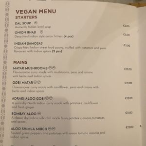 Vegan menu - page 1  at Trishna in Gozo