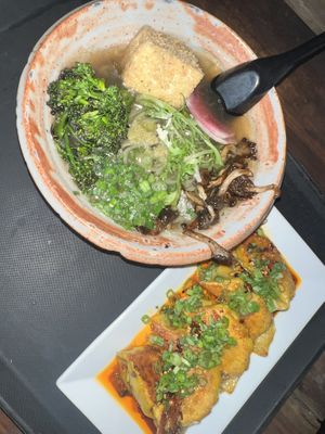 Vegan ramen and gyoza  at Full Steam Dumpling in Santa Cruz