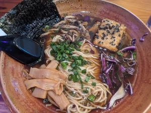 Mushroom shoyu ramen at Full Steam Dumpling in Santa Cruz
