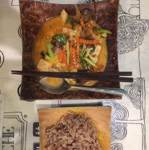 Penang curry with rice.  at Morning Glory in Chiang Mai