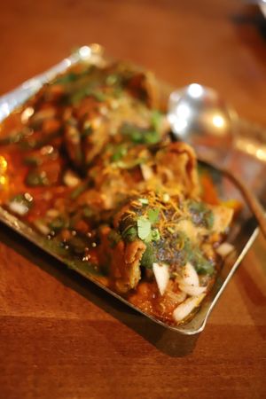 Samosa chaat at Delhicacy in Cedar Rapids