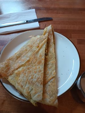 Egg Roti was spicy at Cooper's Co-op Cafe in Portland