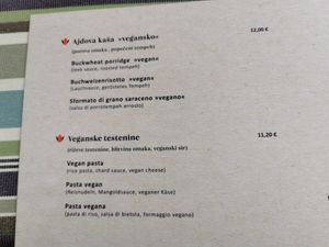 Price list at Gostisce Tulipan in Lesce