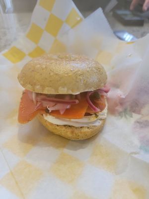 Carrot 'lox' sandwich at Village Farmacy  in Poland