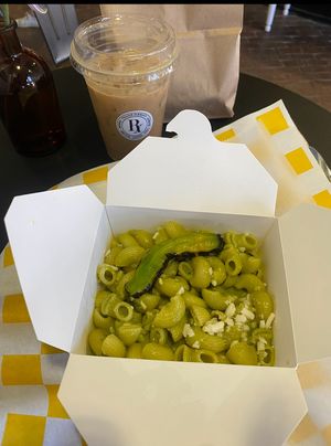 Green Mac and Cheese at Village Farmacy  in Poland