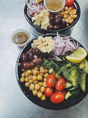 Mediterranean inspired salad. Always a good choice. (Salad themes change with ingredient availability.) at Village Farmacy  in Poland