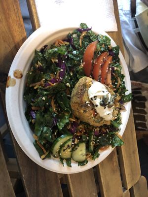 Lina’s “crab “ cake with kale salad   at Zen Mystery in Dania Beach