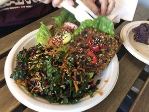 Buddha burger on onion bread   at Zen Mystery in Dania Beach