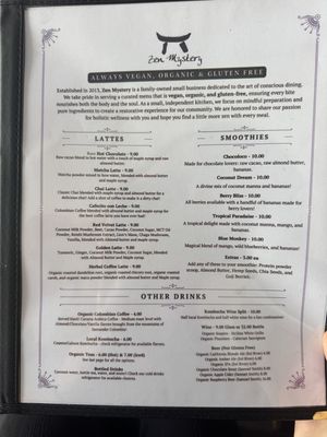 Menu March 2026  at Zen Mystery in Dania Beach
