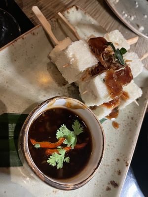 Vegan tofu skewers   at Pai Thai in Dubai