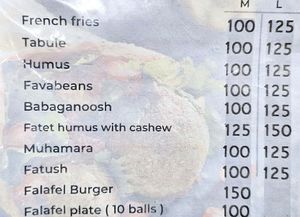 Menu (continued) at Falafel Köy in Istanbul