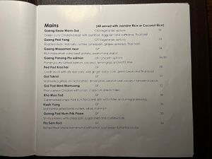 Menu  at Iyara By Sakare Thai Cuisine in Cairns