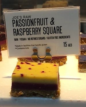 Passion fruit and raspberry square  at Joe & The Juice - Yas Mall in Abu Dhabi