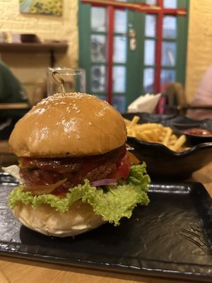 Vegan Beef Burger + Fries   at Burgeryyy Downtown in Hanoi