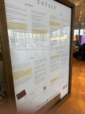 Menu  at Eataly - Termini in Rome