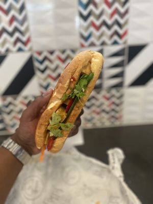 Tofu banh mi with added chilli peppers   at MEL - Roll'd - T2 in Tullamarine