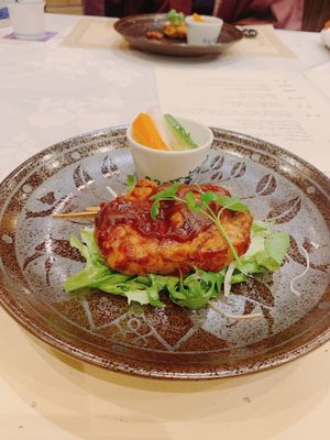 Soy meat patty with demi glacé sauce   at Sanboh Kan (at Tocen Goshoboh) - 餐房 閑（御所坊） in Kobe