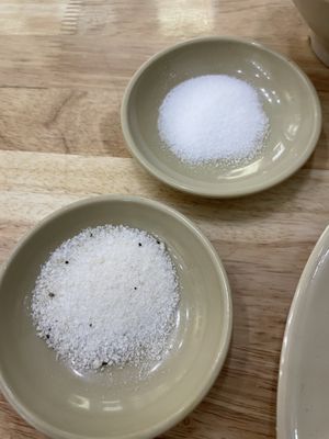 Two different salt types  #Veganuary at Thiện Đức in Hanoi
